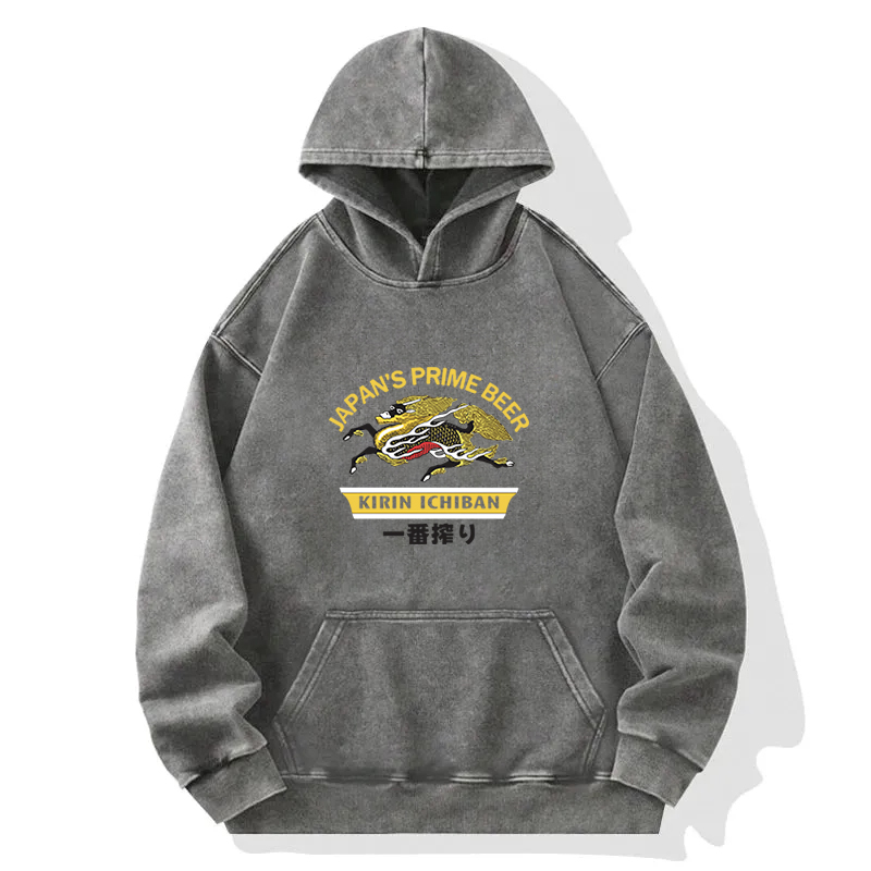 Tokyocanvas Kirin Ichiban Beer Logo Japanese Washed Hoodie