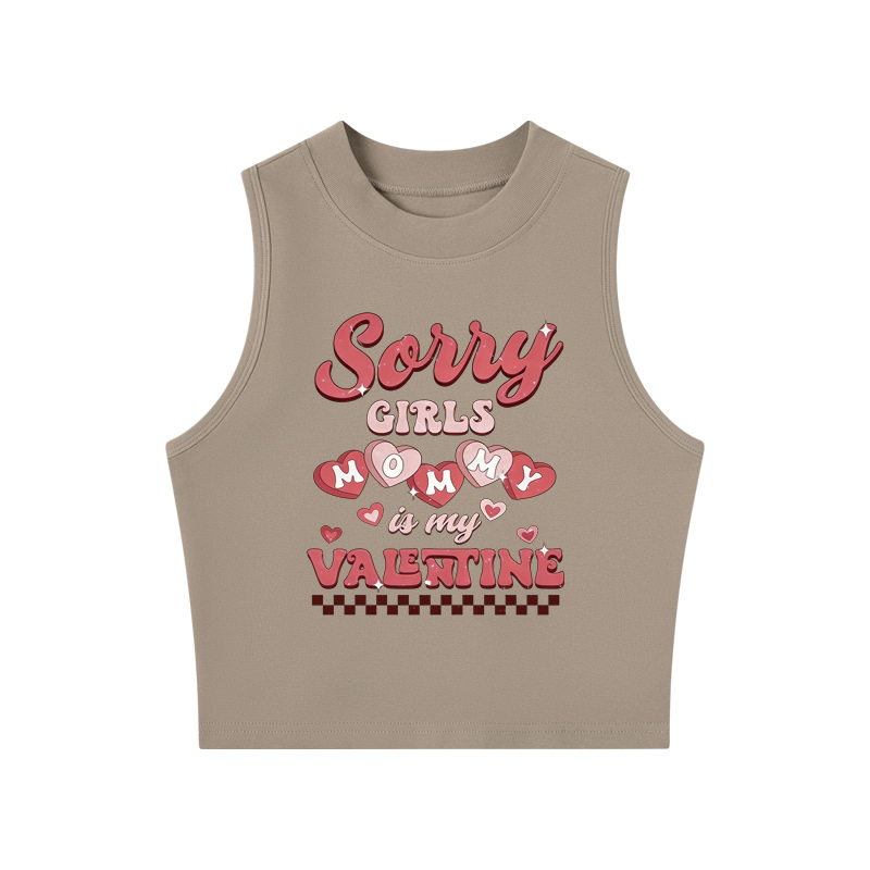 Tokyocanvas Sorry Girls Mommy Is My Valentine Crew Neck Crop Top