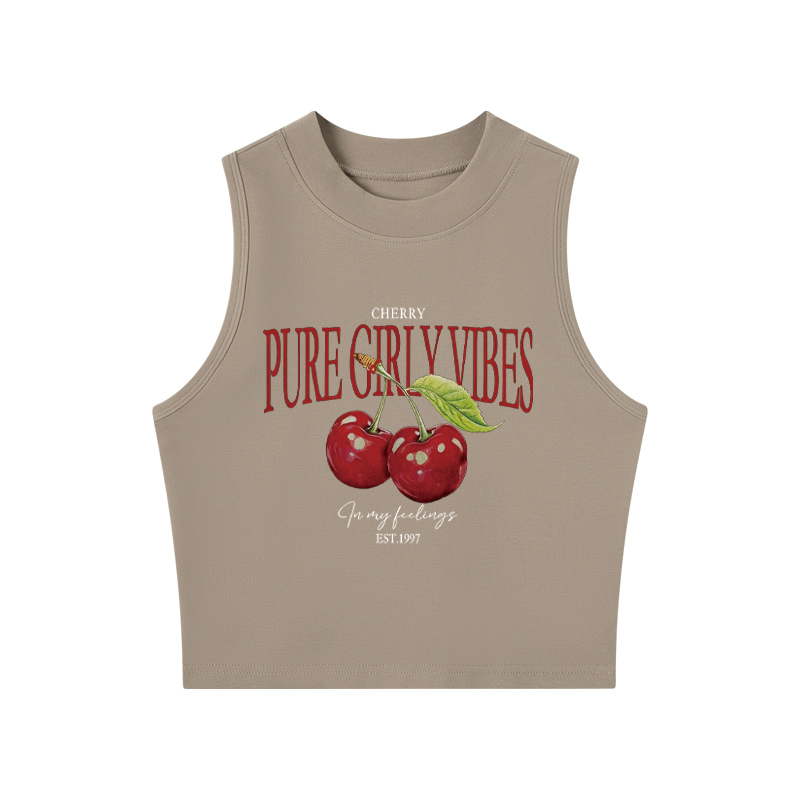 Tokyocanvas Cherry Crew Neck Crop Top