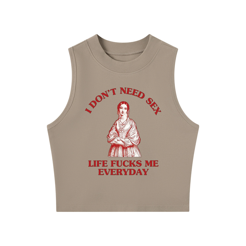 Tokyocanvas Do Not Need Sex Crew Neck Crop Top