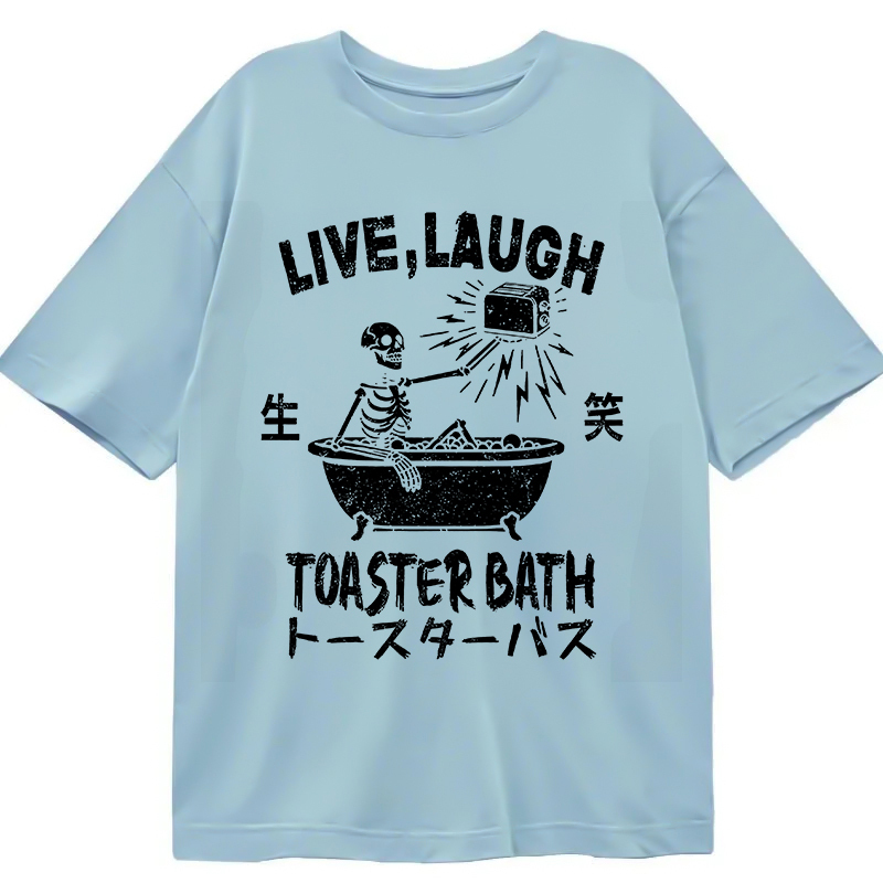 Tokyocanvas Funny Electric Shock Skeleton Washed T-Shirt For Sale