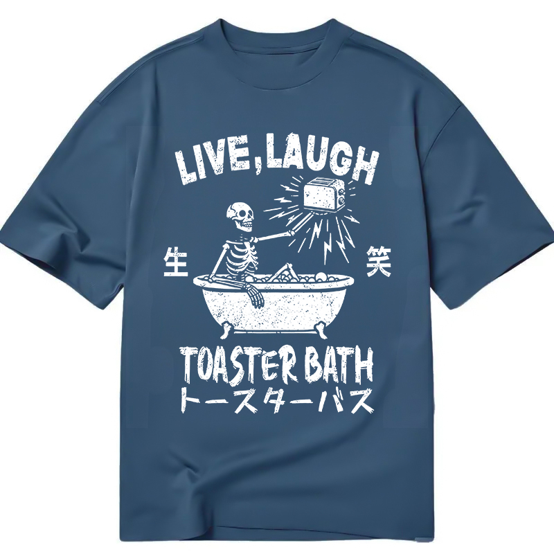 Tokyocanvas Funny Electric Shock Skeleton Washed T-Shirt For Sale