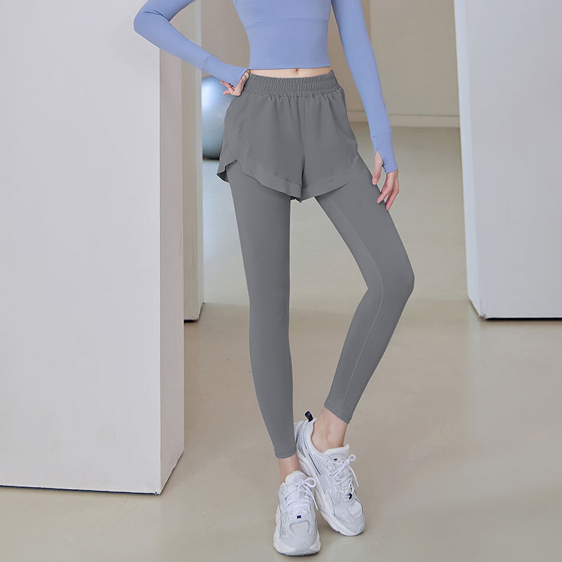 Tokyocanvas Mesh Fake Two-piece High-waisted Yoga Legging