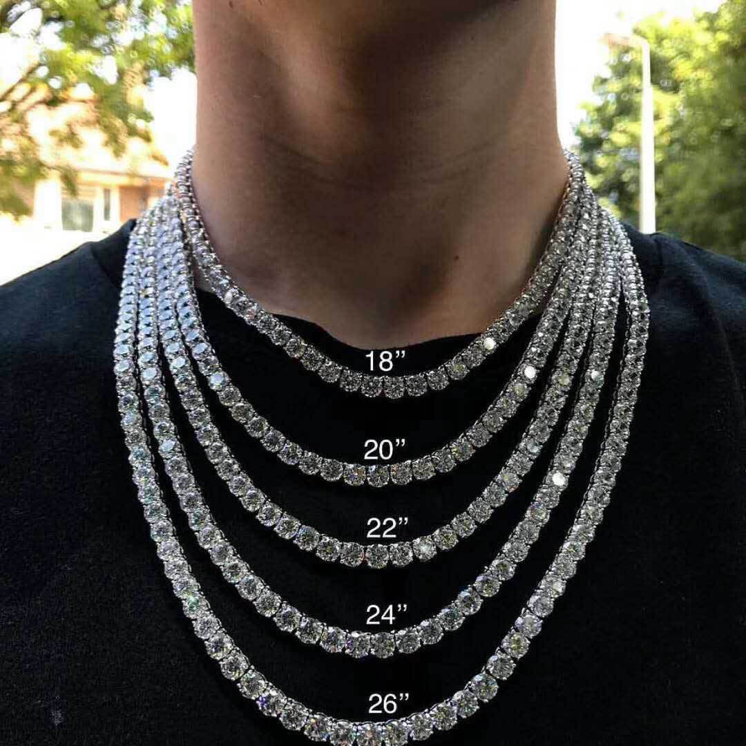 Tokyocanvas White Round Cut Hip Hop Tennis Necklace