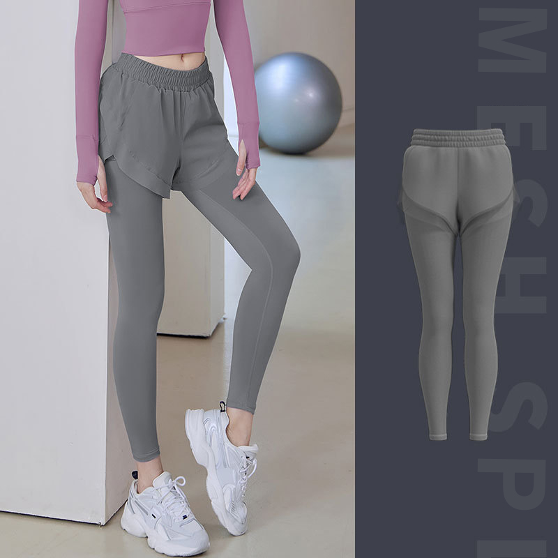 Tokyocanvas Mesh Fake Two-piece High-waisted Yoga Legging