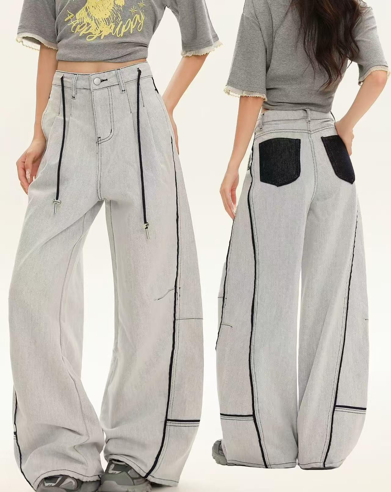 Tokyocanvas White Gray Striped Jeans