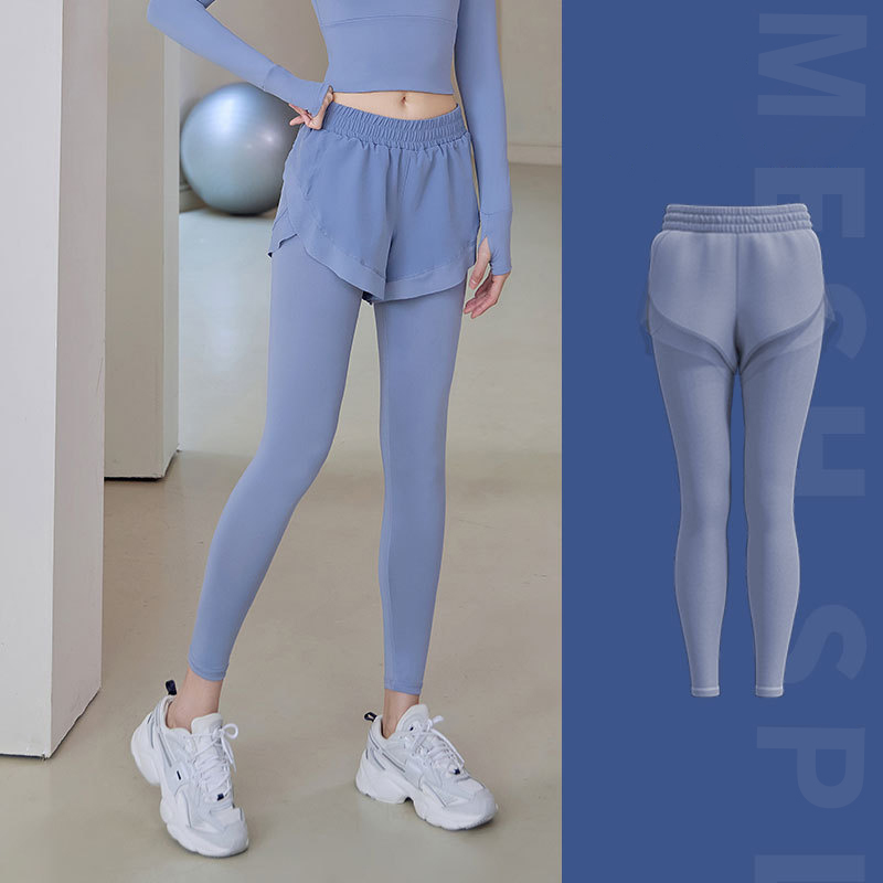 Tokyocanvas Mesh Fake Two-piece High-waisted Yoga Legging