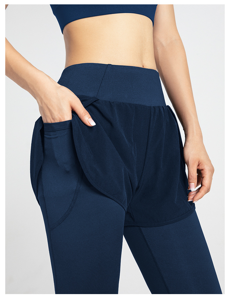 Tokyocanvas Fake Two-piece High-waisted Fitness Yoga Leggings