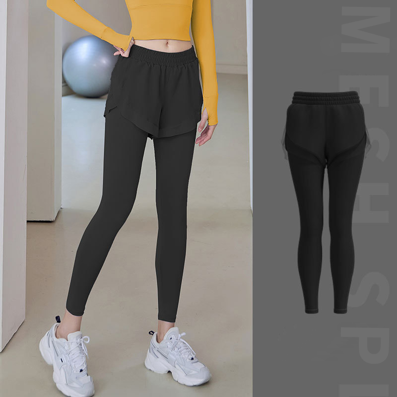 Tokyocanvas Mesh Fake Two-piece High-waisted Yoga Legging