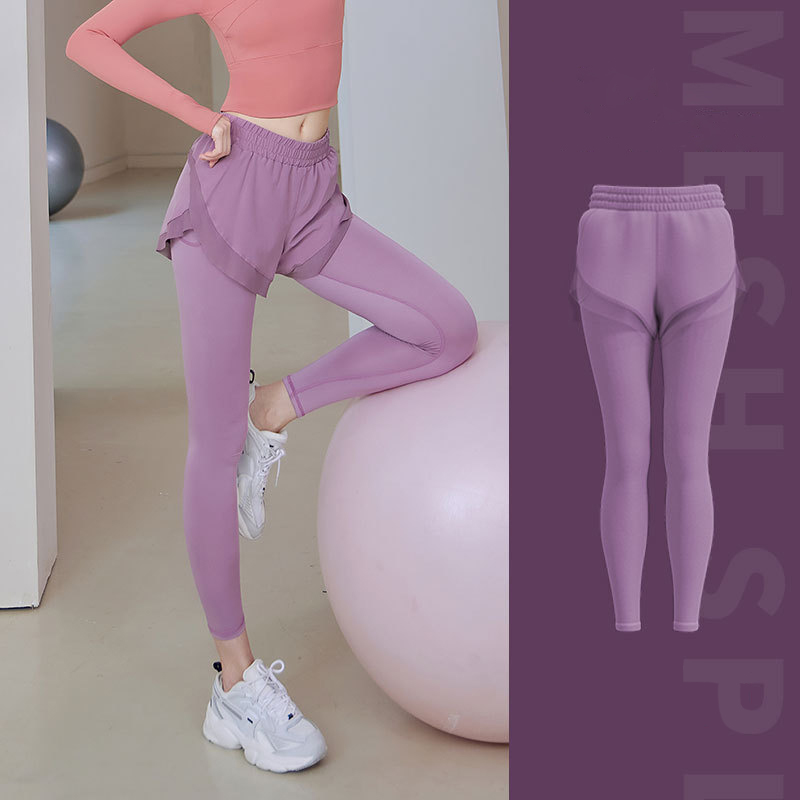 Tokyocanvas Mesh Fake Two-piece High-waisted Yoga Legging