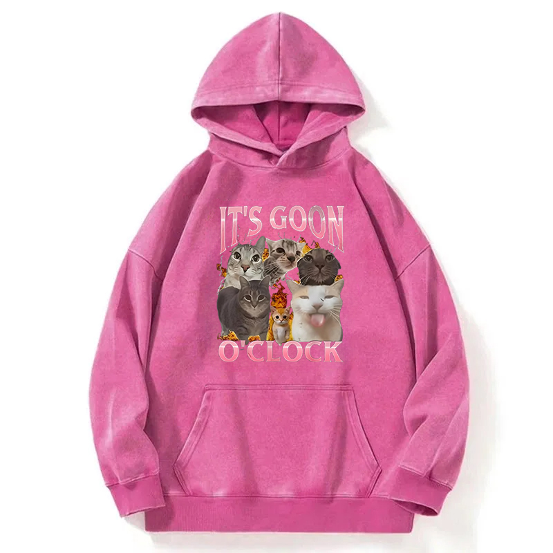 Tokyocanvas It's Goon O'Clock Funny Cat Meme Washed Hoodie