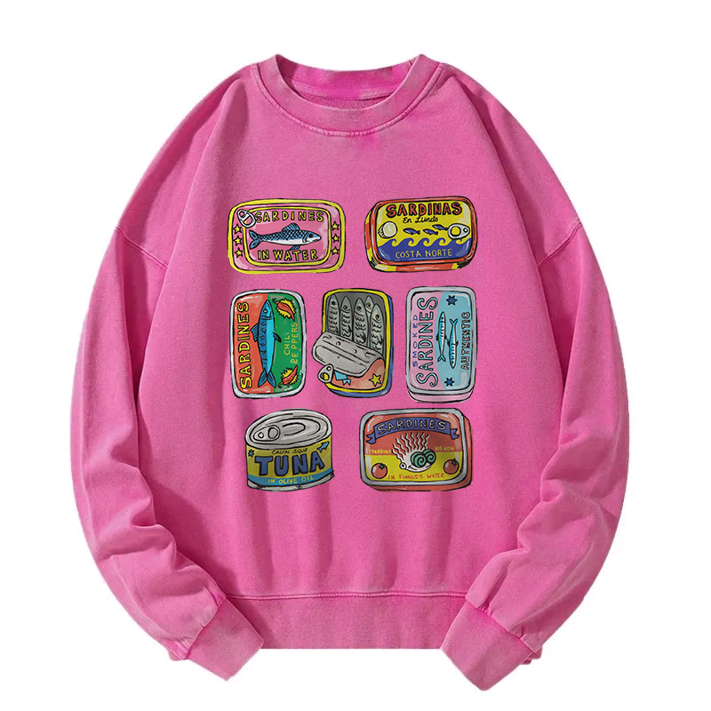 Tokyocanvas Sardines Canned Washed Sweatshirt