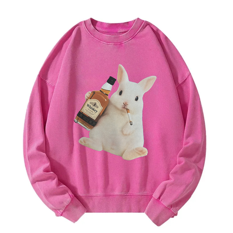 Tokyocanvas Smoking Rabbit Washed Sweatshirt