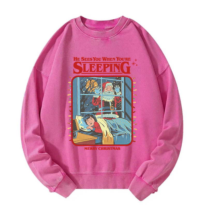 Tokyocanvas Vintage Creepy Santa Claus Washed Sweatshirt