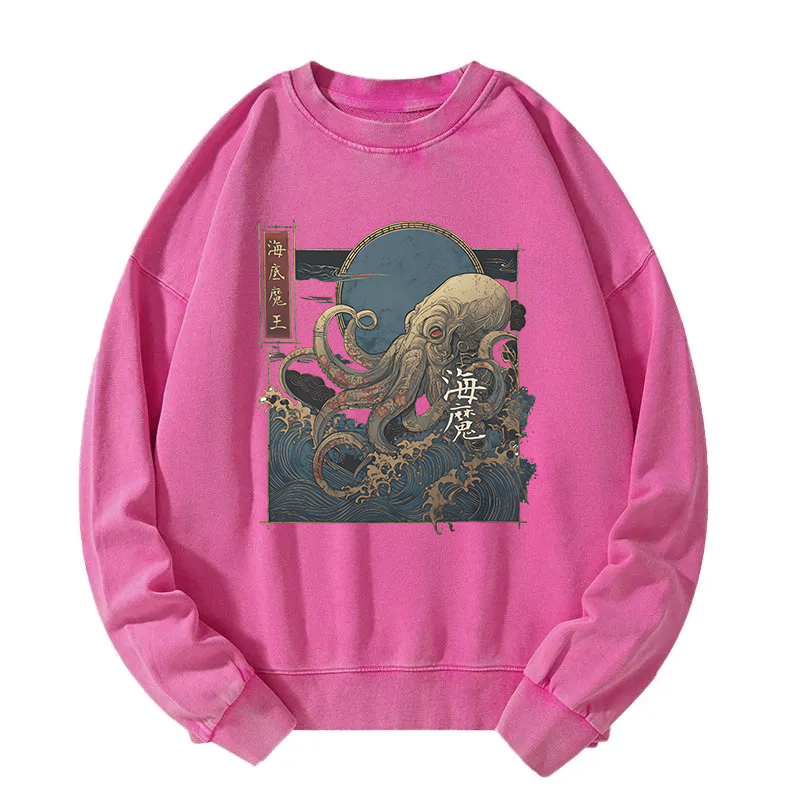 Tokyocanvas Kraken Ukiyo-e Washed Sweatshirt