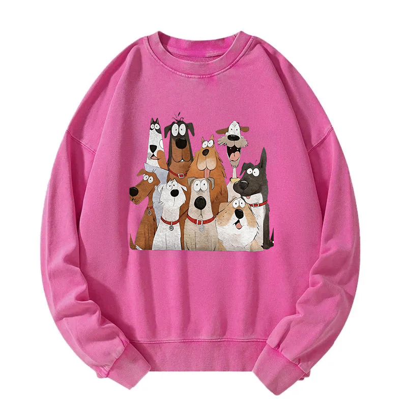 Tokyocanvas Funny Cute Dog Art Print Washed Sweatshirt