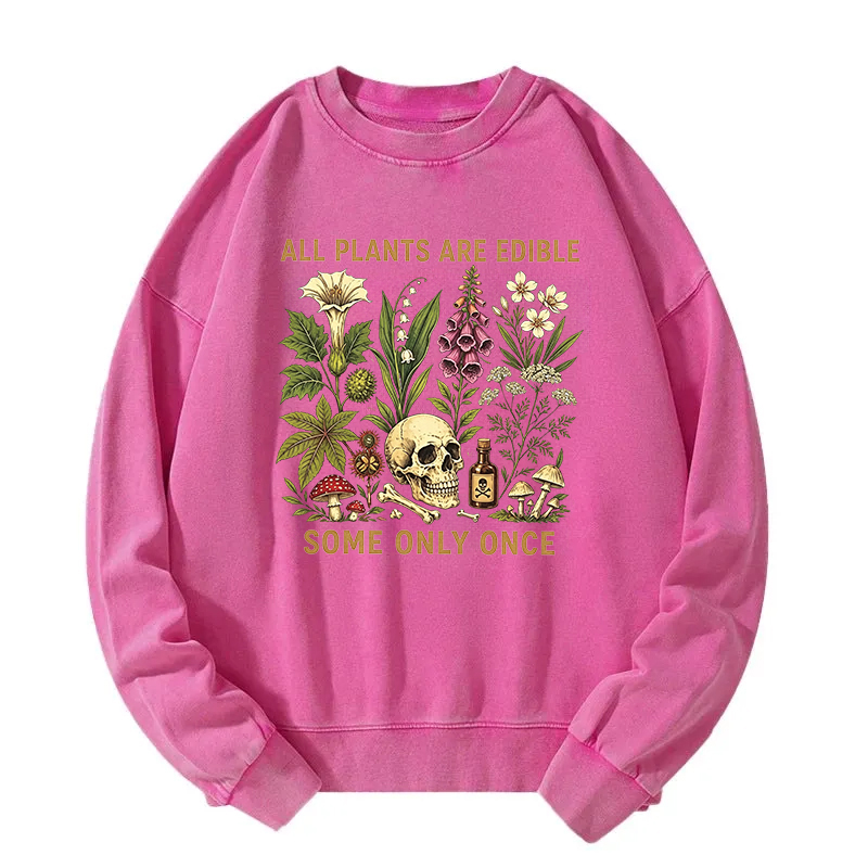 Tokyocanvas Edible Plants Some Only Once Joke Washed Sweatshirt