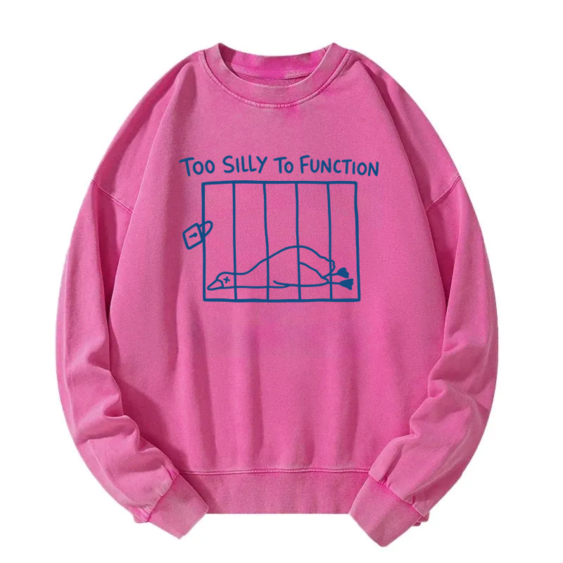 Tokyocanvas Too Silly To Function Goose Meme Washed Sweatshirt
