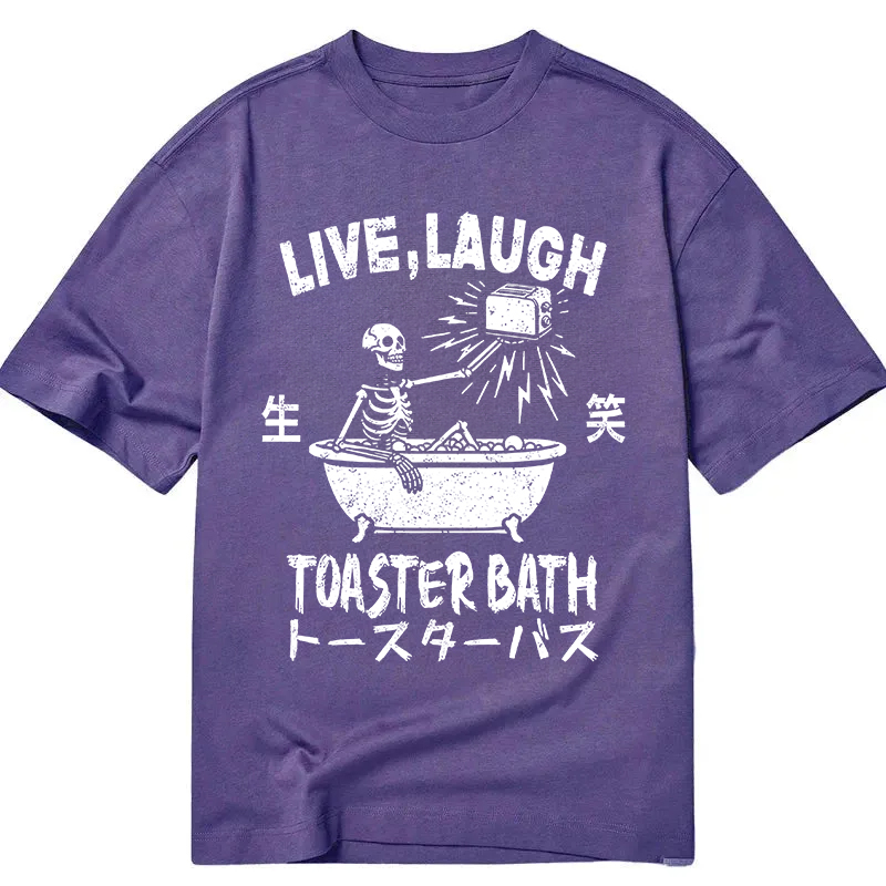 Tokyocanvas Funny Electric Shock Skeleton Washed T-Shirt For Sale