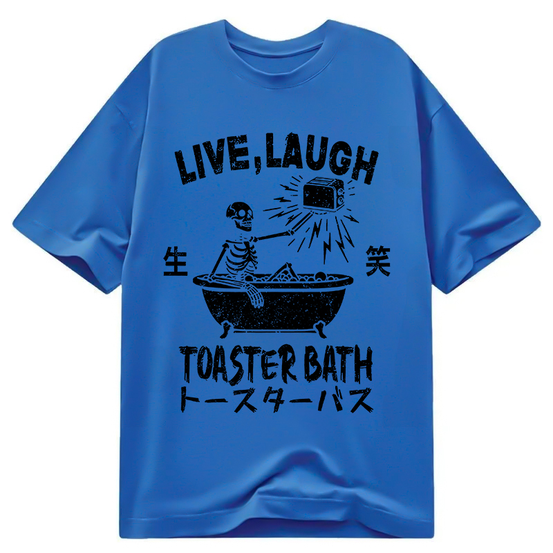 Tokyocanvas Funny Electric Shock Skeleton Washed T-Shirt For Sale