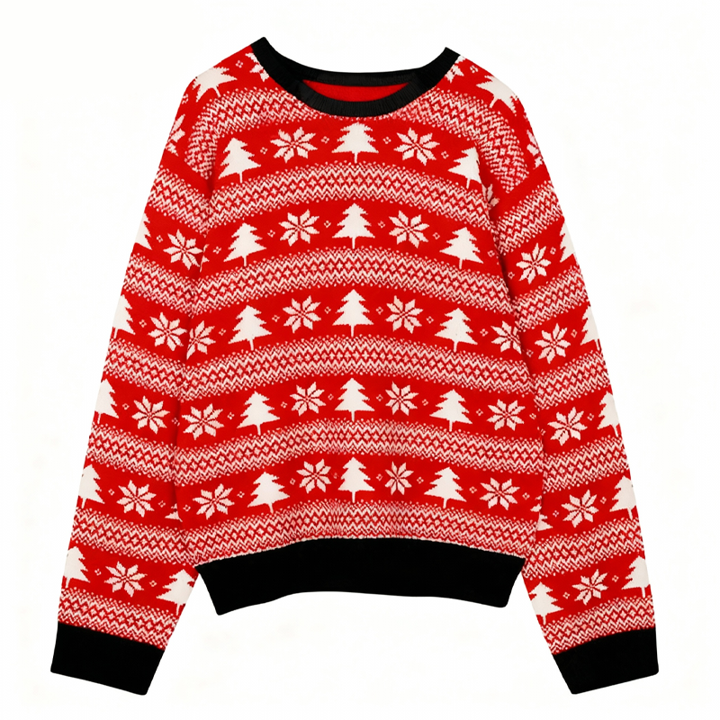 Tokyocanvas White Christmas Tree Ugly Christmas Sweater