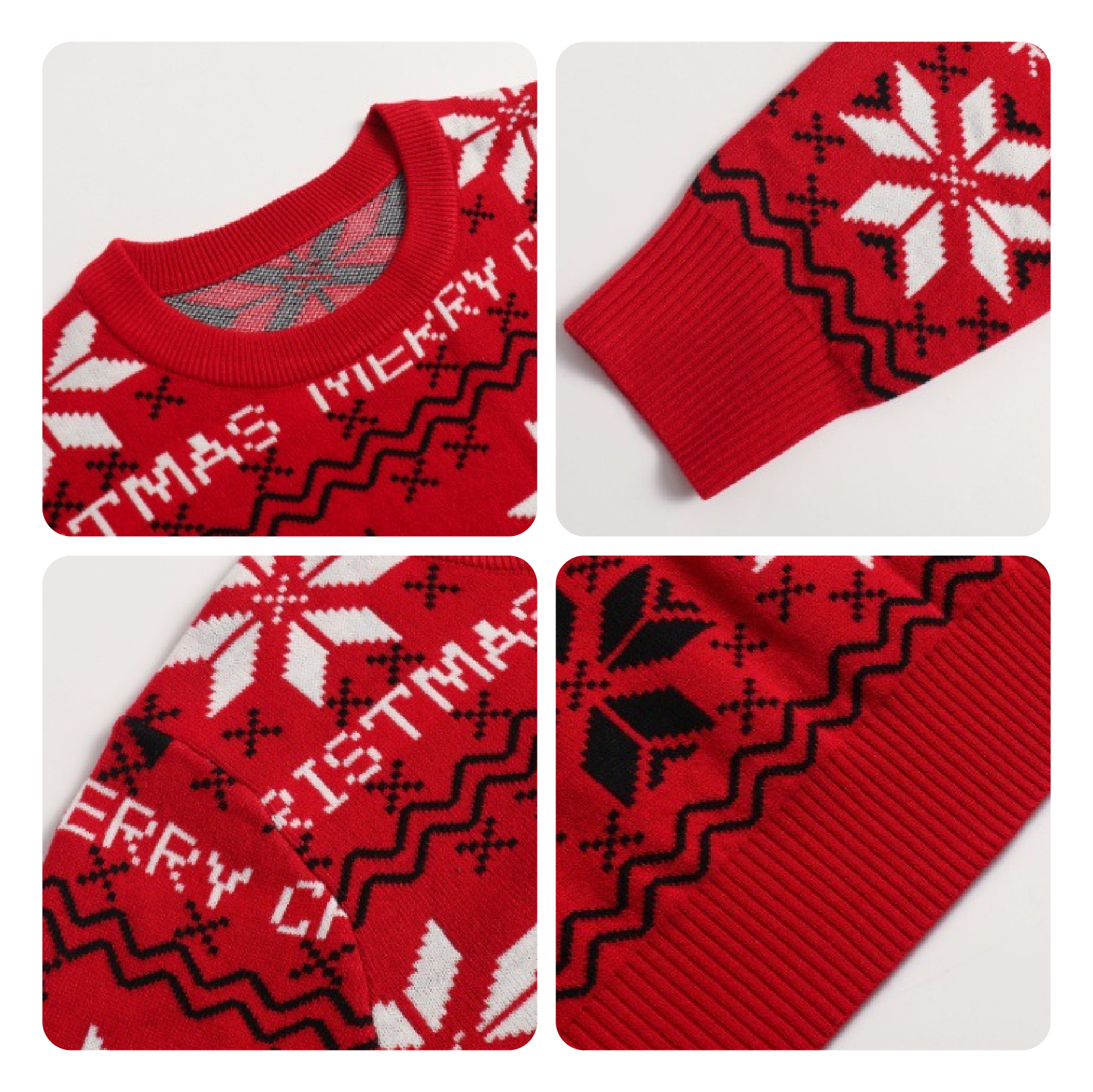 Tokyocanvas Christmas Red Snowflake Ugly Christmas Sweater
