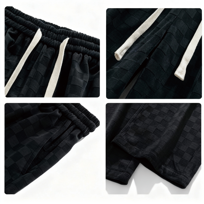 Tokyocanvas Checkered Fleece Sweatpants