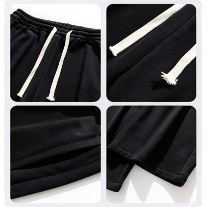 Tokyocanvas Solid-Color Drawstring Fleece Sweatpants