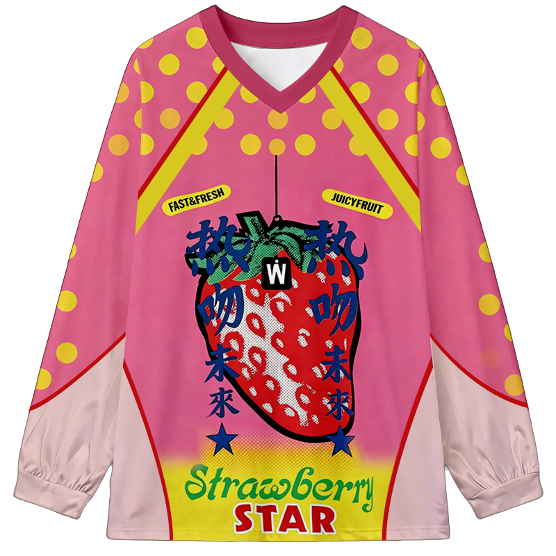 Tokyocanvas Strawberry Star Long Sleeve Graphic Print T-Shirt