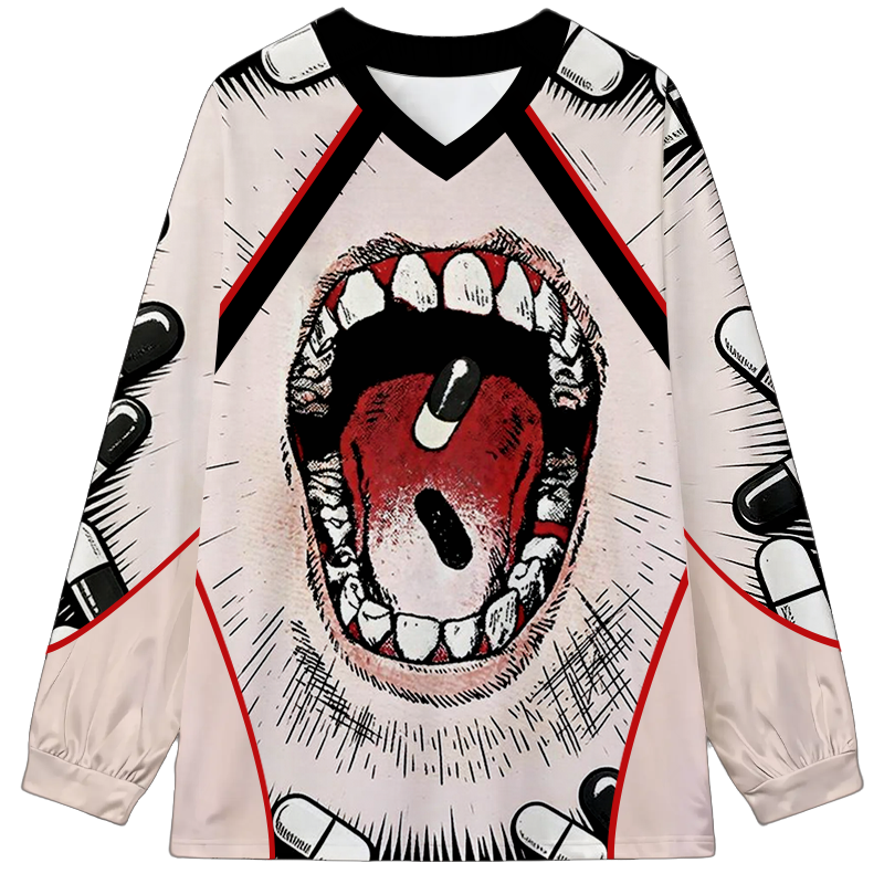 Tokyocanvas White Teeth Long Sleeve Graphic Print T-Shirt