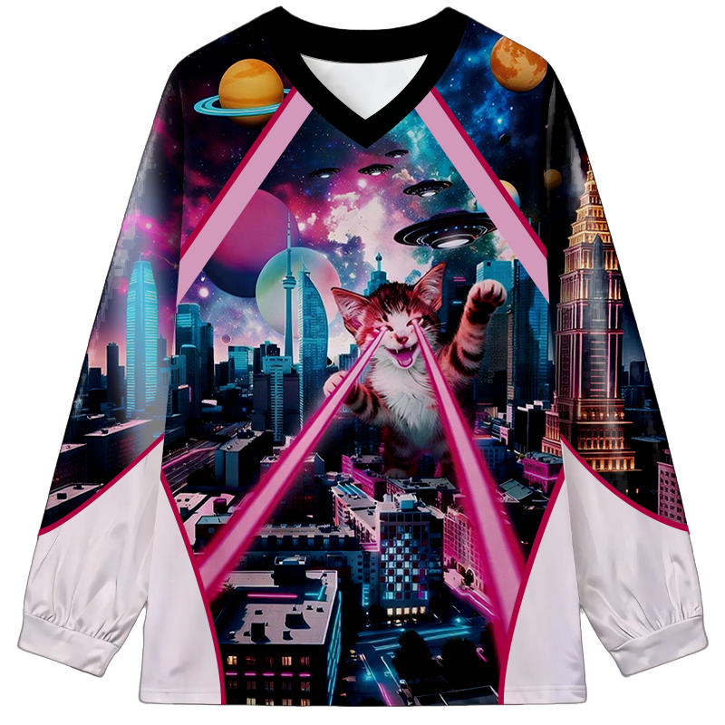 Tokyocanvas Space Cats Long Sleeve Graphic Print T-Shirt