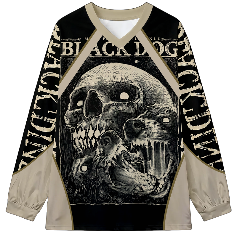 Tokyocanvas Black Dog Long Sleeve Graphic Print T-Shirt