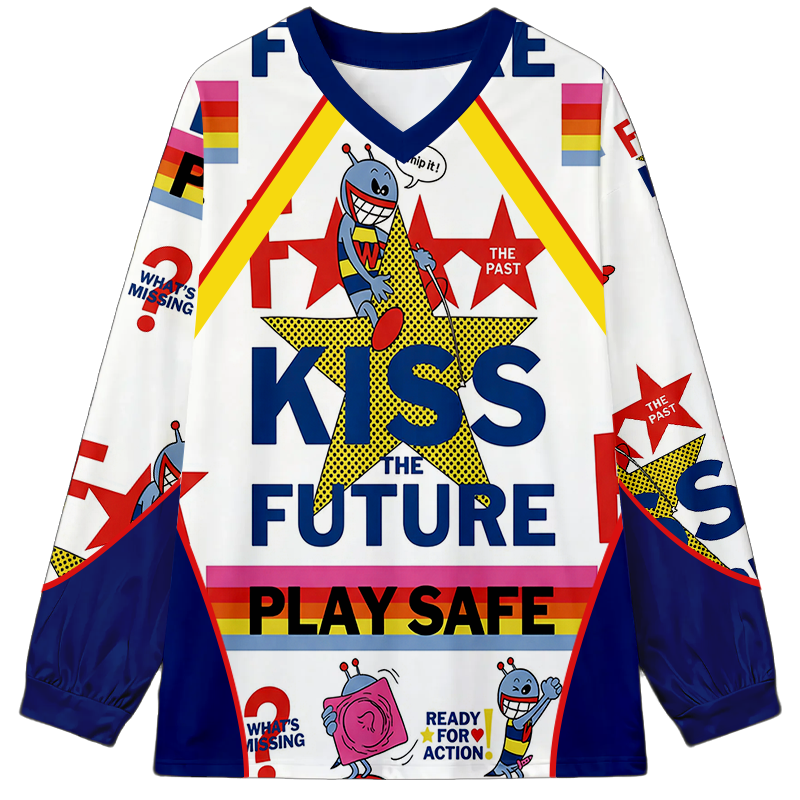 Tokyocanvas Kiss The Future Long Sleeve Graphic Print T-Shirt