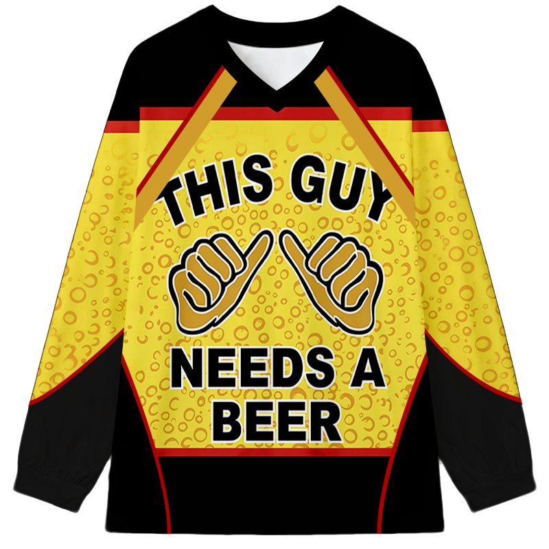 Tokyocanvas This Guy Needs A Beer Long Sleeve Graphic Print T-Shirt