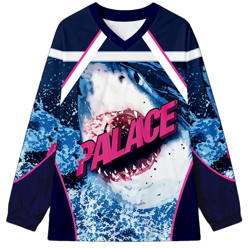 Tokyocanvas Angry Shark Long Sleeve Graphic Print T-Shirt