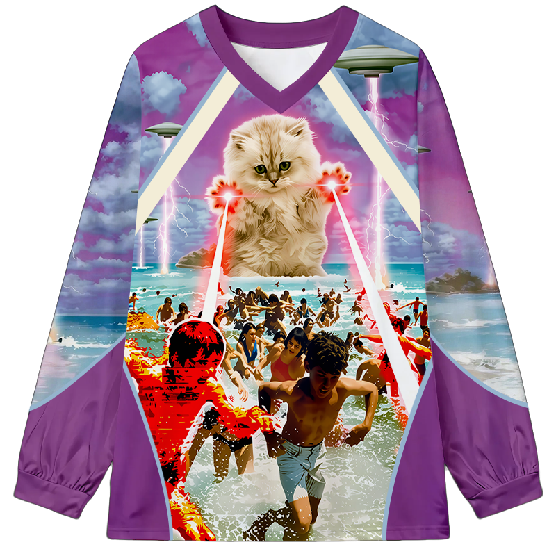 Tokyocanvas Laser Emission Biu Long Sleeve Graphic Print T-Shirt