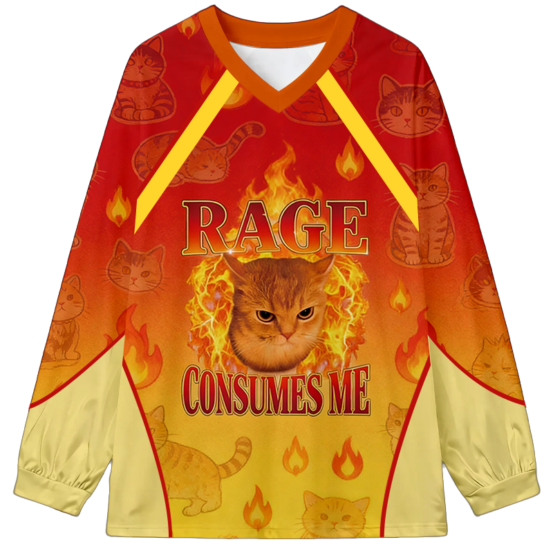 Tokyocanvas Rage Consumes Me Edgy Funny Cat Meme Graphic Long-sleeve T-Shirt