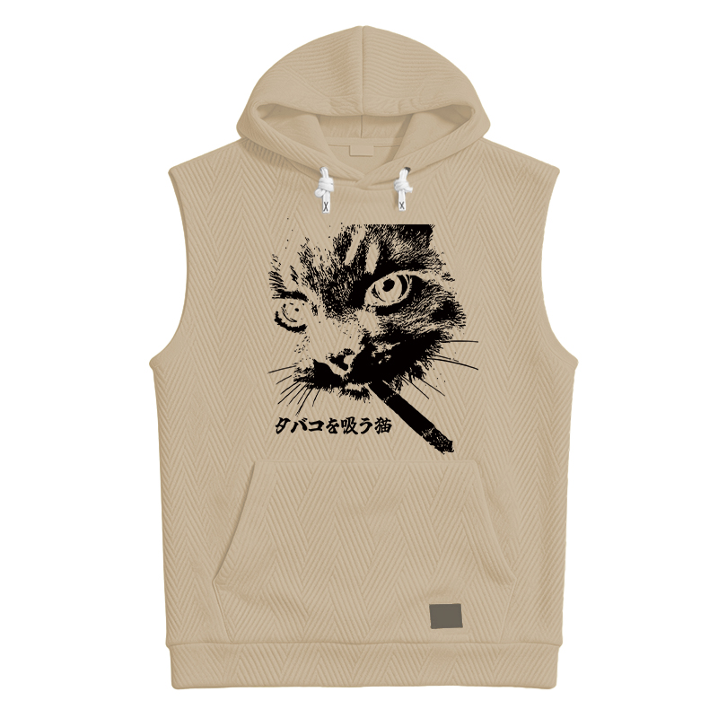 Tokyocanvas Retro Cat Smoking Hooded Tank