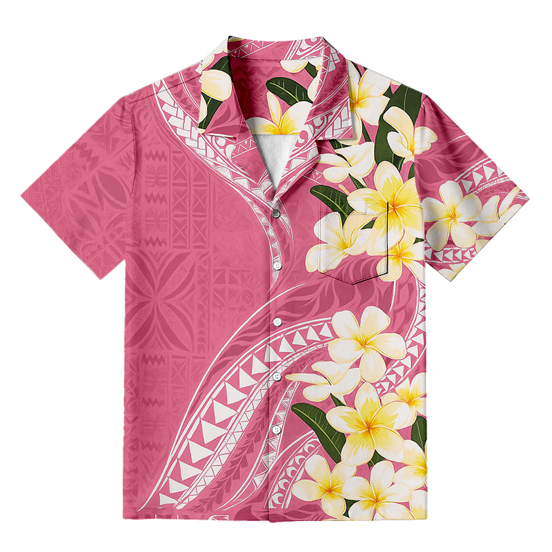 Tokyocanvas Aloha Pink Flowers Hawaiian Shirt