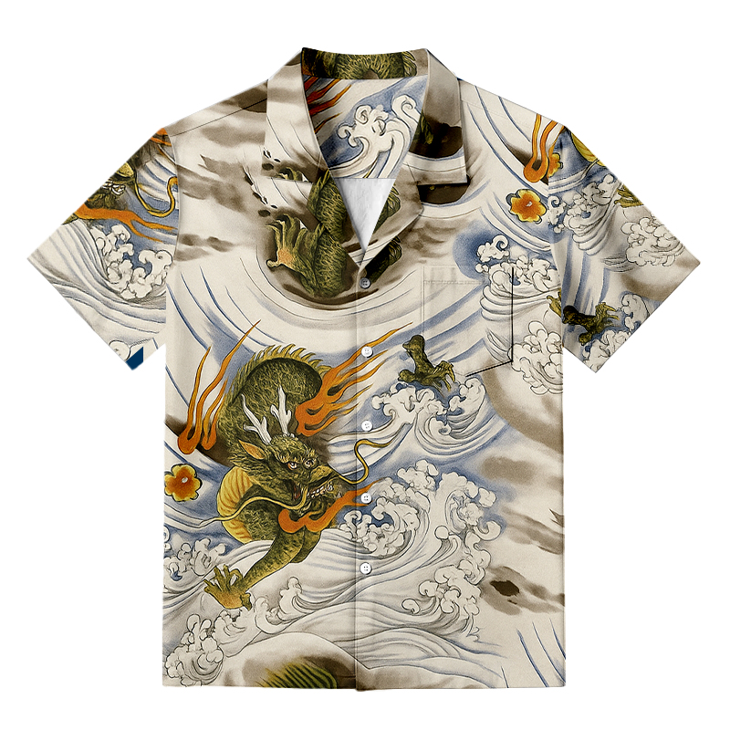 Tokyocanvas Japanese Rayon Dragon Hawaiian Shirt
