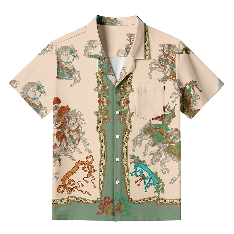 Tokyocanvas Creative Ukiyoe Pony Hawaiian Shirt