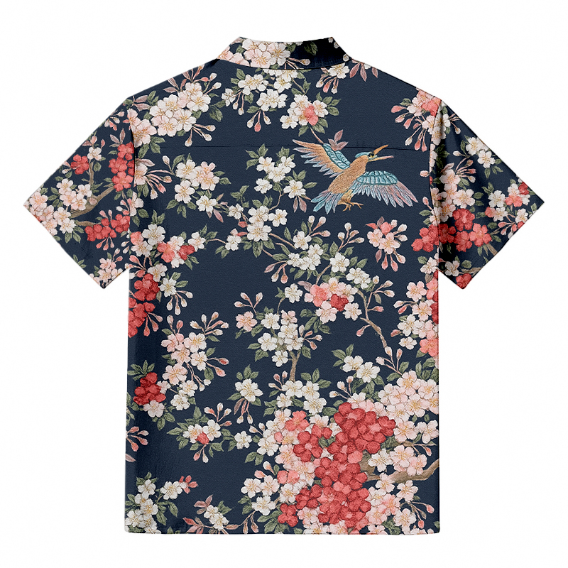 Tokyocanvas Sakura Navy Hawaiian Shirt