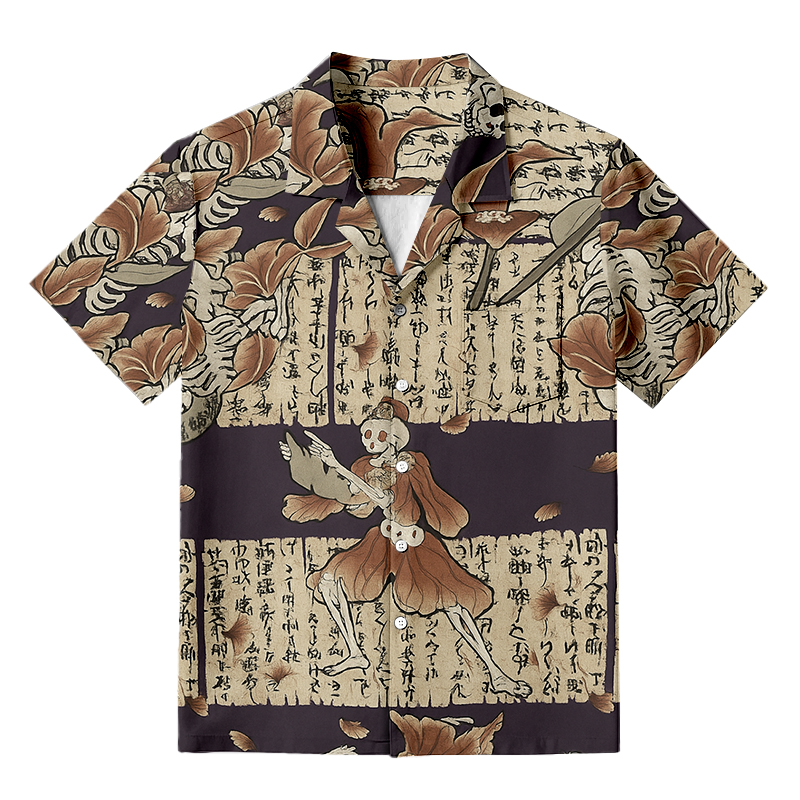 Tokyocanvas Dancing Skeleton Hawaiian Shirt