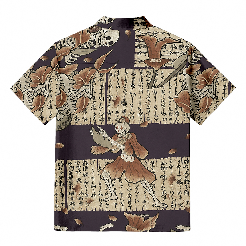 Tokyocanvas Dancing Skeleton Hawaiian Shirt