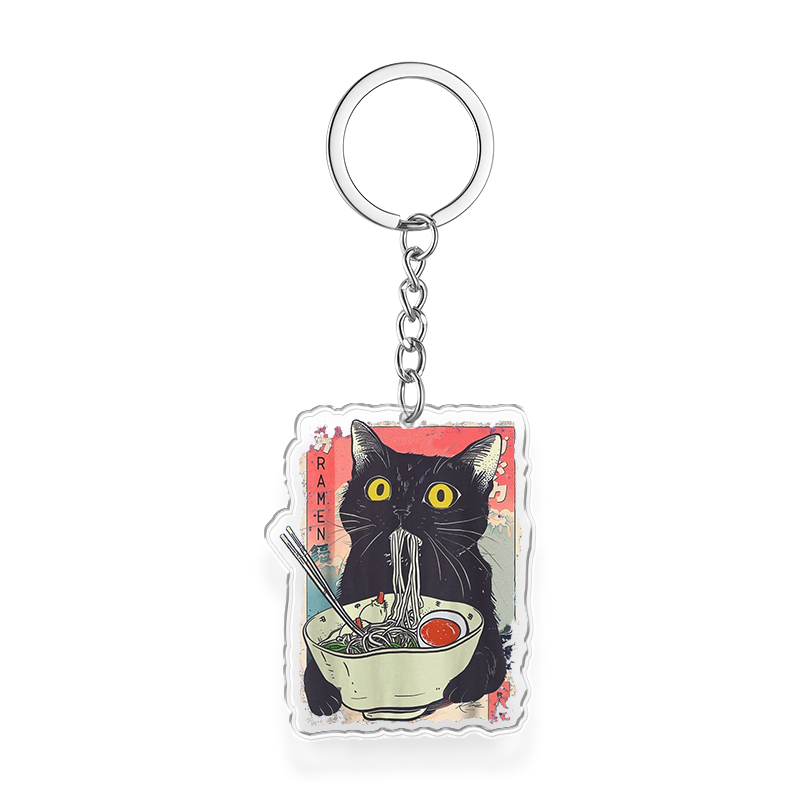 Tokyocanvas Cute Cat Eating Ramen Keychain