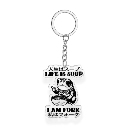 Tokyocanvas Life Is Soup I Am Fork Keychain