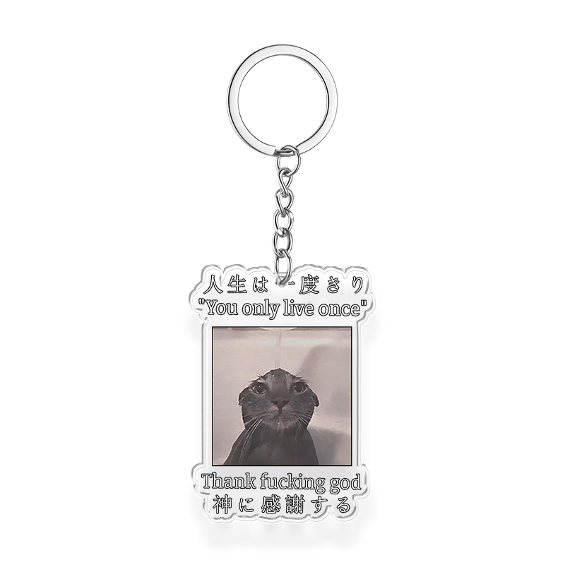 Tokyocanvas Funny Melancholy Cat Keychain