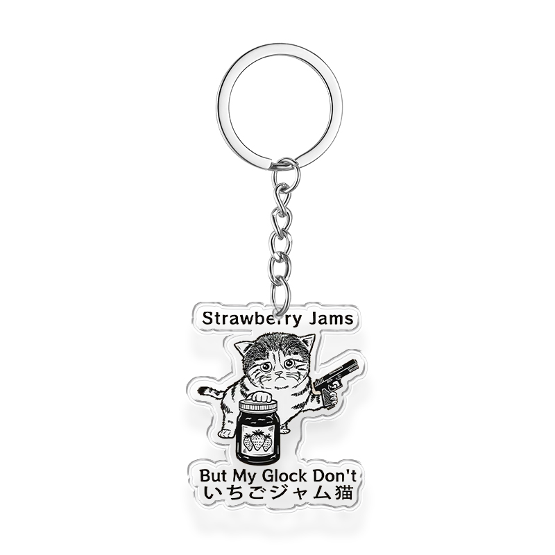Tokyocanvas Strawberry Jam Cat Keychain