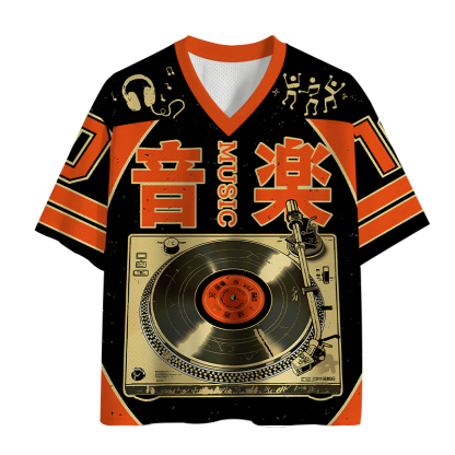 Tokyocanvas Retro Music Record Player Mesh Jersey