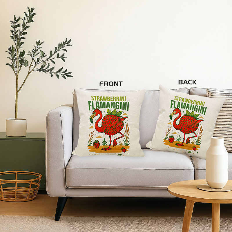 Tokyocanvas Strawberry Flamingo Funny Pillow